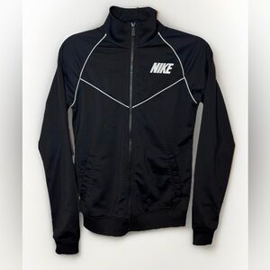 Nike Black full zip up jacket White swoosh logo Women’s Small sport track